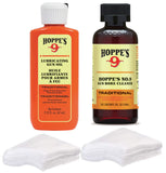 Hoppes Gun Cleaning Kit - Includes Cleaner and Gun Oil Plus Patches for 9mm-.45 Caliber Pistols, Rifles