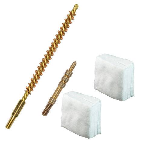 17 Caliber Rifle Cleaning Set including Bronze Brush, Jag, and Cotton Patches