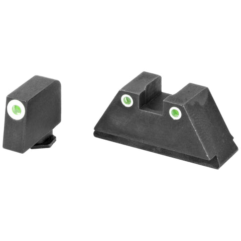 AmeriGlo, Optic Compatible Night Sight Set, 3 Dot Sights for All Glocks, Green with White Outline, Front and Rear Sights