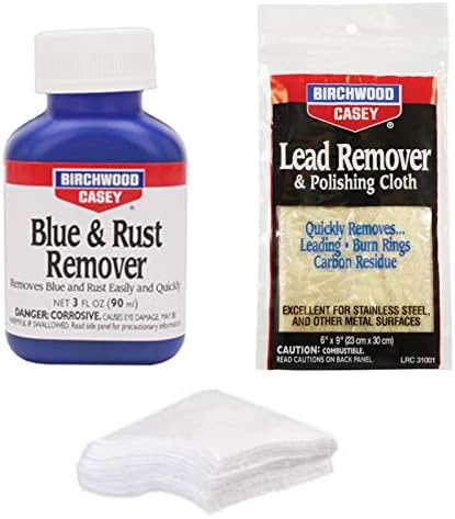 Blue and Rust Remover and Lead Remover Cloth with Bore Cleaning Patches for Handguns/Pistols/Rifles/Shotguns