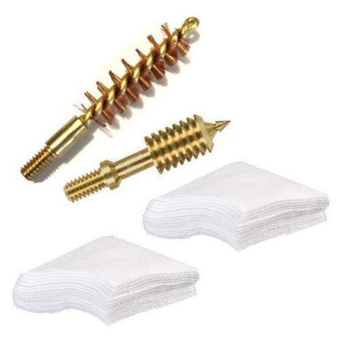 Westlake Market 9mm Gun Bore Cleaning Kit Bronze Bristle Brush and Solid Brass Jag with Patches - Made in the USA